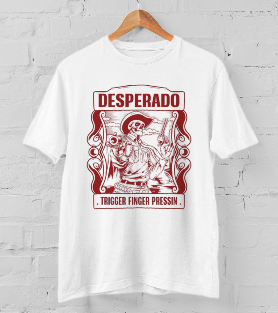 Desperado Trigger Finger Pressing Skeleton T-Shirt