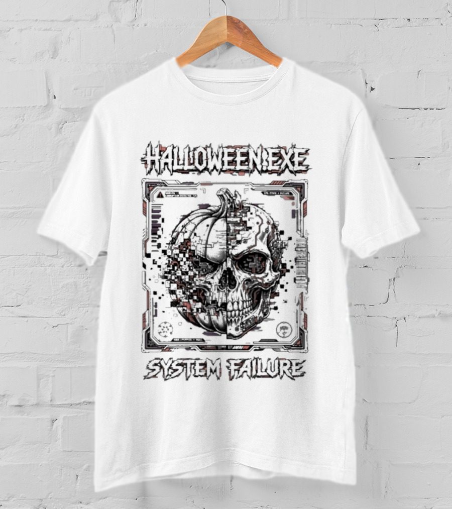 Halloween EXE System Failure Cyberpunk Glitch Horror T-Shirt