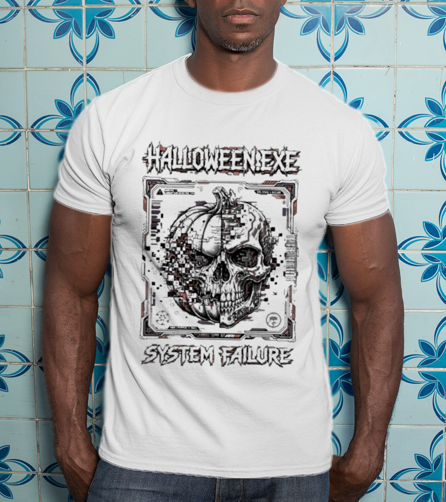 Halloween EXE System Failure Cyberpunk Glitch Horror T-Shirt