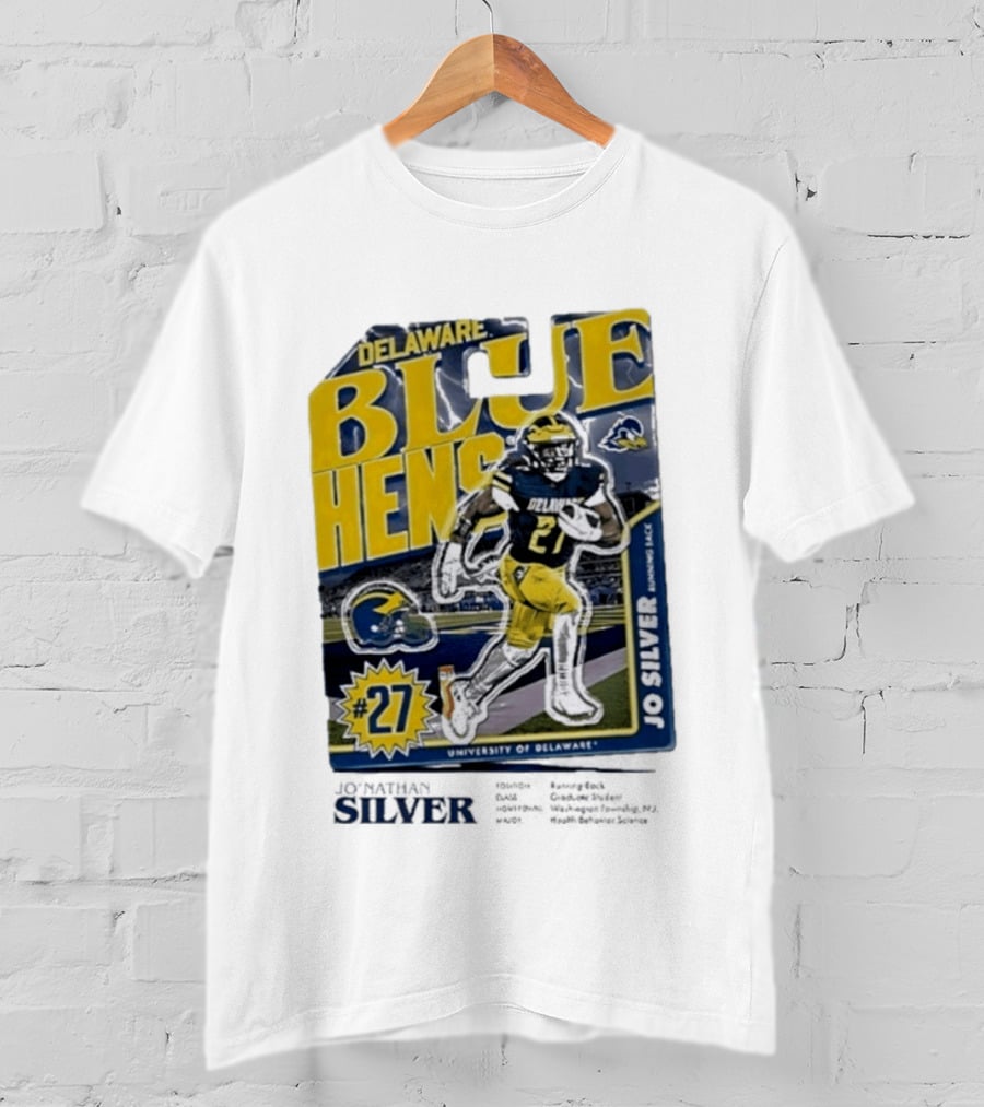Delaware Blue Hens Jo Silver #27 University Of Delaware Football T-Shirt