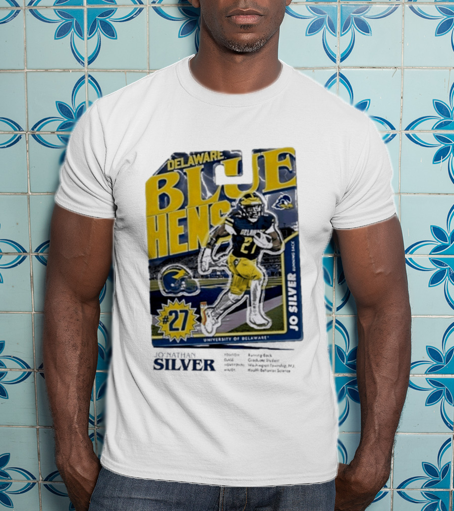 Delaware Blue Hens Jo Silver #27 University Of Delaware Football T-Shirt
