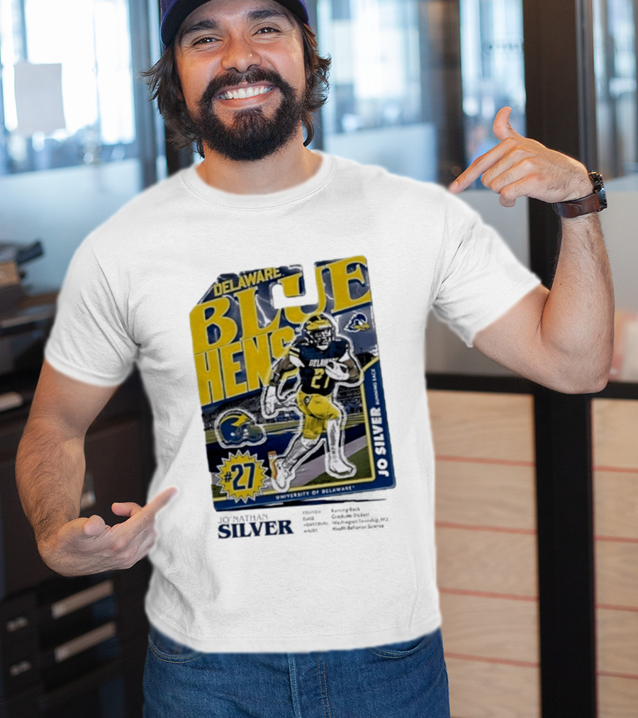 Delaware Blue Hens Jo Silver #27 University Of Delaware Football T-Shirt