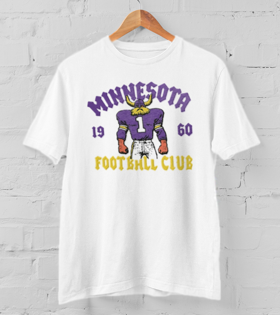 Minnesota Vikings 1960 Football Club Retro Horned Player Purple Yellow T-Shirt