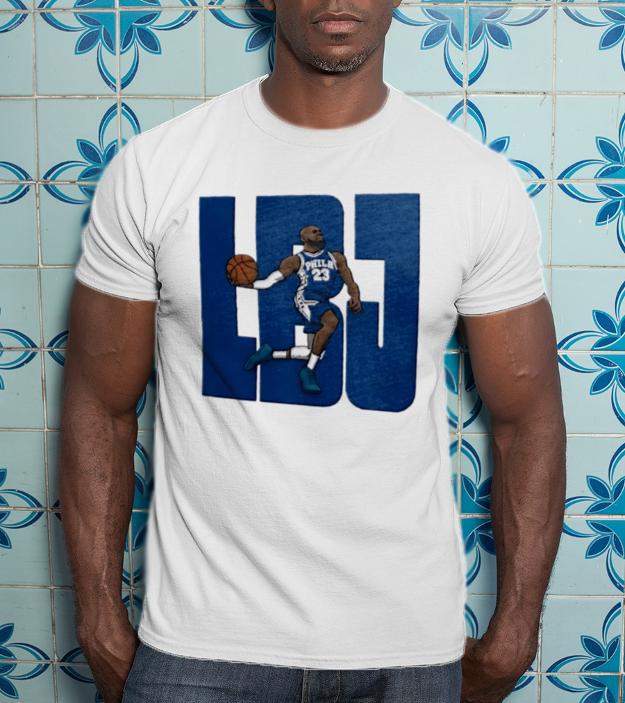 Philadelphia 76ers LBJ 23 Dribbling Basketball Caricature T-Shirt