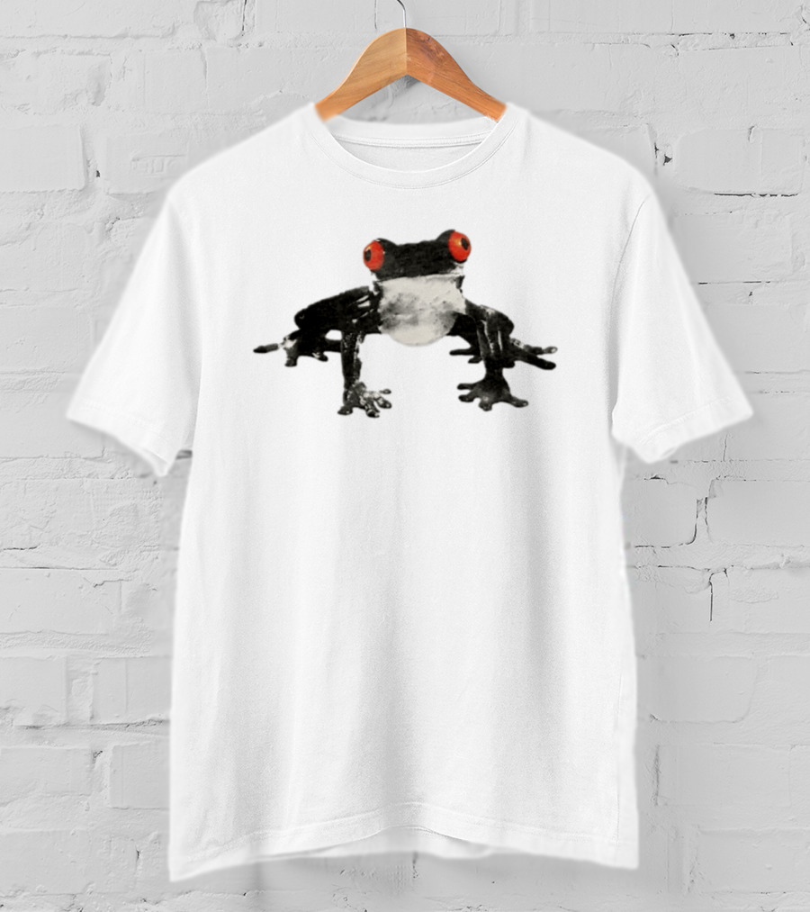 Red Eyed Tree Frog Black And White Monochrome Contrasting T-Shirt