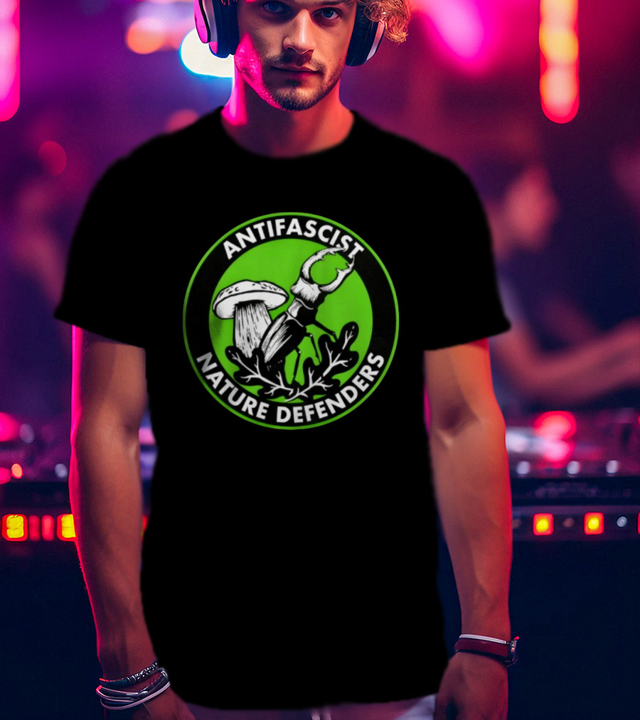 Antifascist Nature Defenders Mushroom Beetle T-Shirt