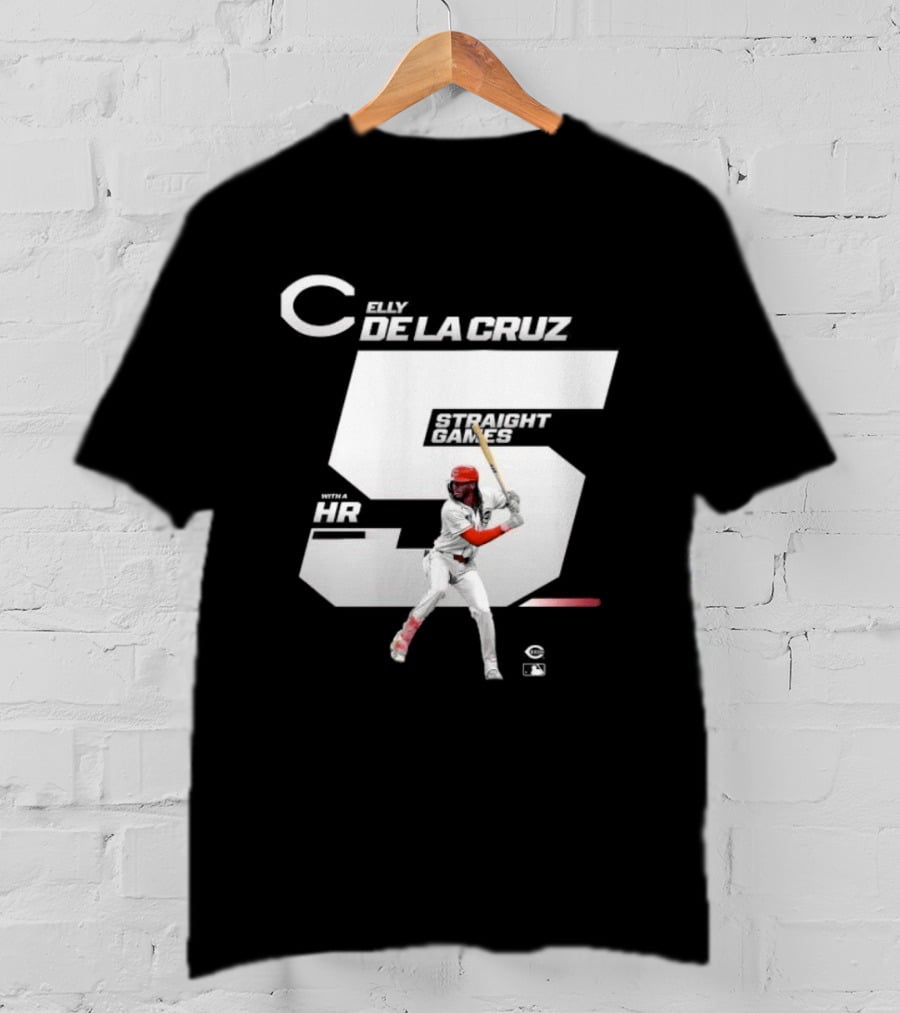 Elly De La Cruz 5 Straight Game 26 HR Baseball Player T-Shirt