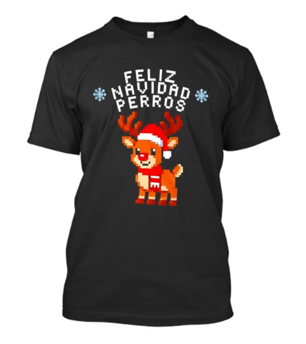 Feliz Navidad Perros Pixel Art Christmas Reindeer T-Shirt
