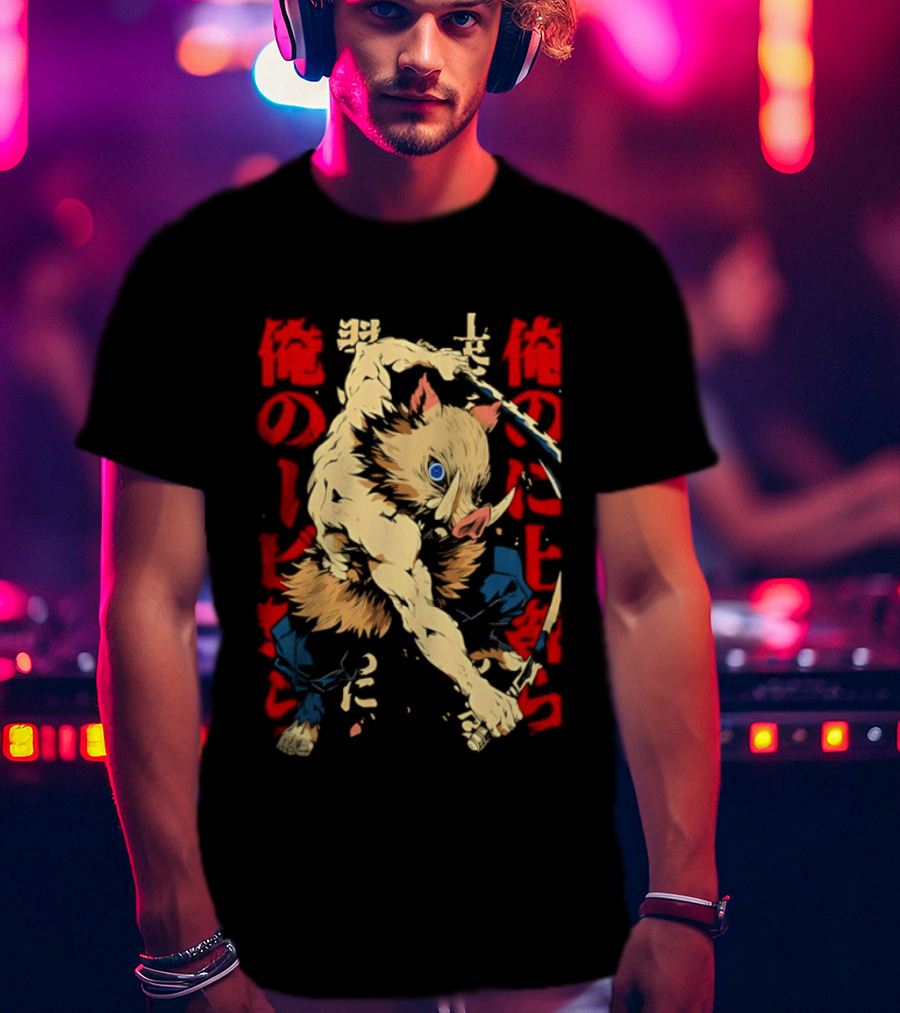 Inosuke Hashibira Beast Breathing Kanji Art Demon Slayer Anime T-Shirt