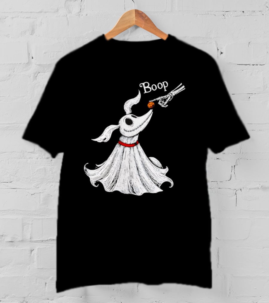 Zero Dog Boop Halloween Skeleton Hand Ghost Dog Pumpkin Nose T-Shirt