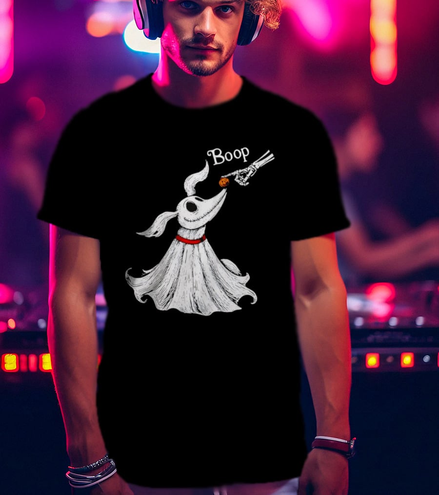 Zero Dog Boop Halloween Skeleton Hand Ghost Dog Pumpkin Nose T-Shirt