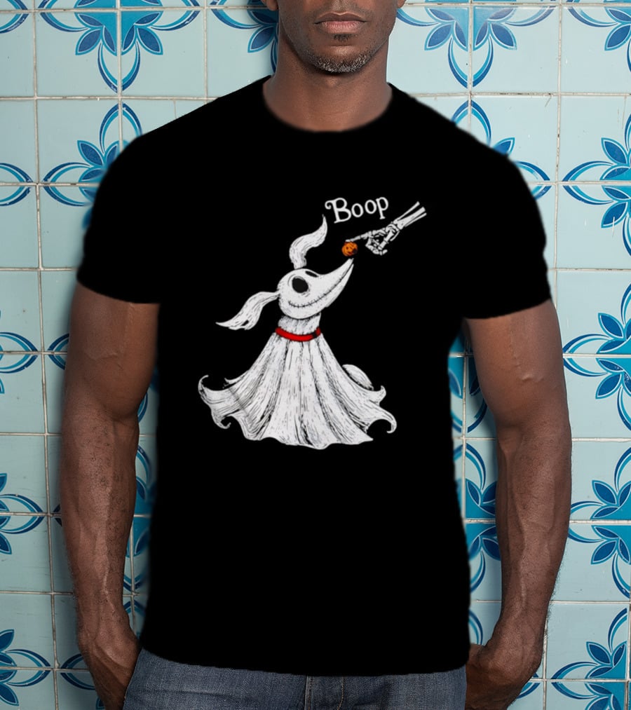 Zero Dog Boop Halloween Skeleton Hand Ghost Dog Pumpkin Nose T-Shirt