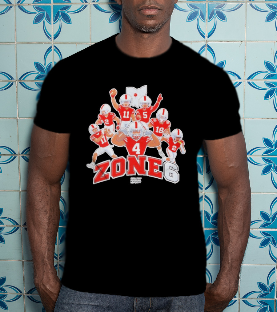 Zone 6 Ohio State Buckeyes Football Players Pose With State T-Shirt