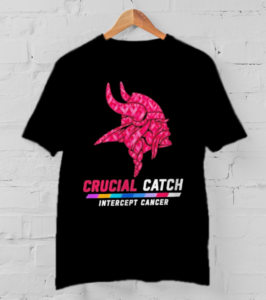 Minnesota Vikings 2026 Crucial Catch Intercept Cancer Pink Crucial Catch Intercept Cancer T-Shirt