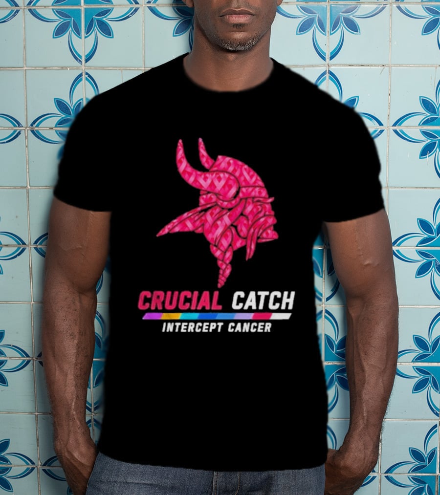 Minnesota Vikings 2026 Crucial Catch Intercept Cancer Pink Crucial Catch Intercept Cancer T-Shirt