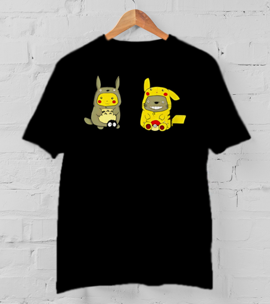 Pikachu Pokémon My Neighbor Totoro Studio Ghibli Crossover Characters T-Shirt