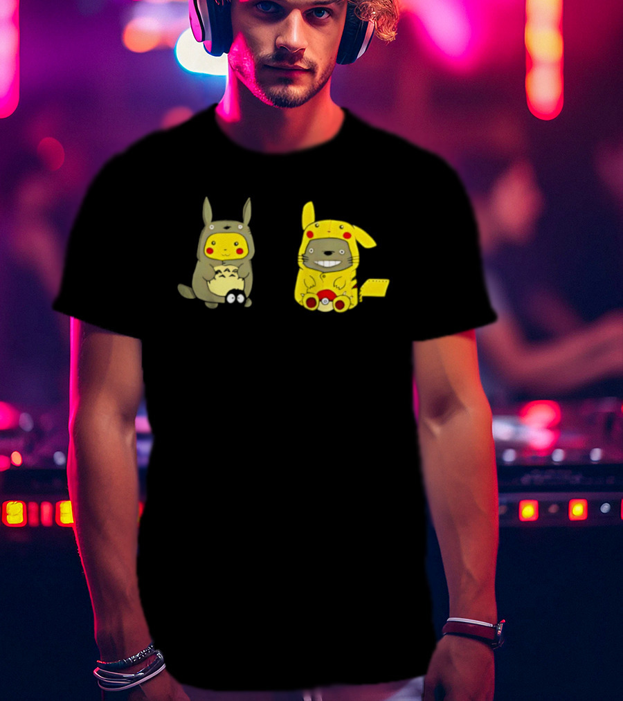 Pikachu Pokémon My Neighbor Totoro Studio Ghibli Crossover Characters T-Shirt