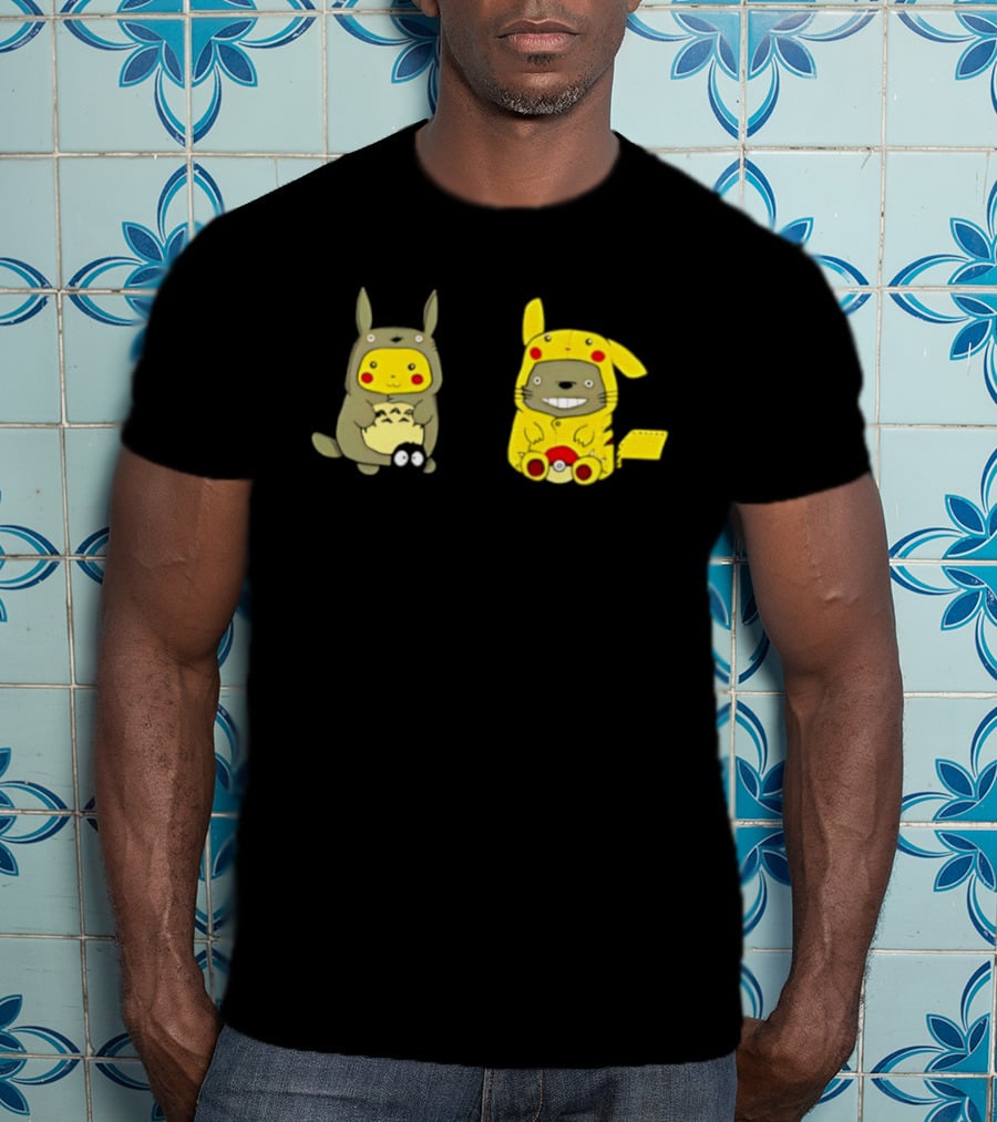 Pikachu Pokémon My Neighbor Totoro Studio Ghibli Crossover Characters T-Shirt