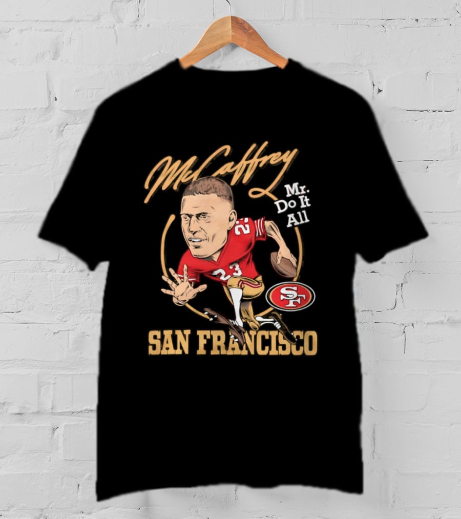 Christian McCaffrey 23 Mr Do It All San Francisco Football Caricature T-Shirt