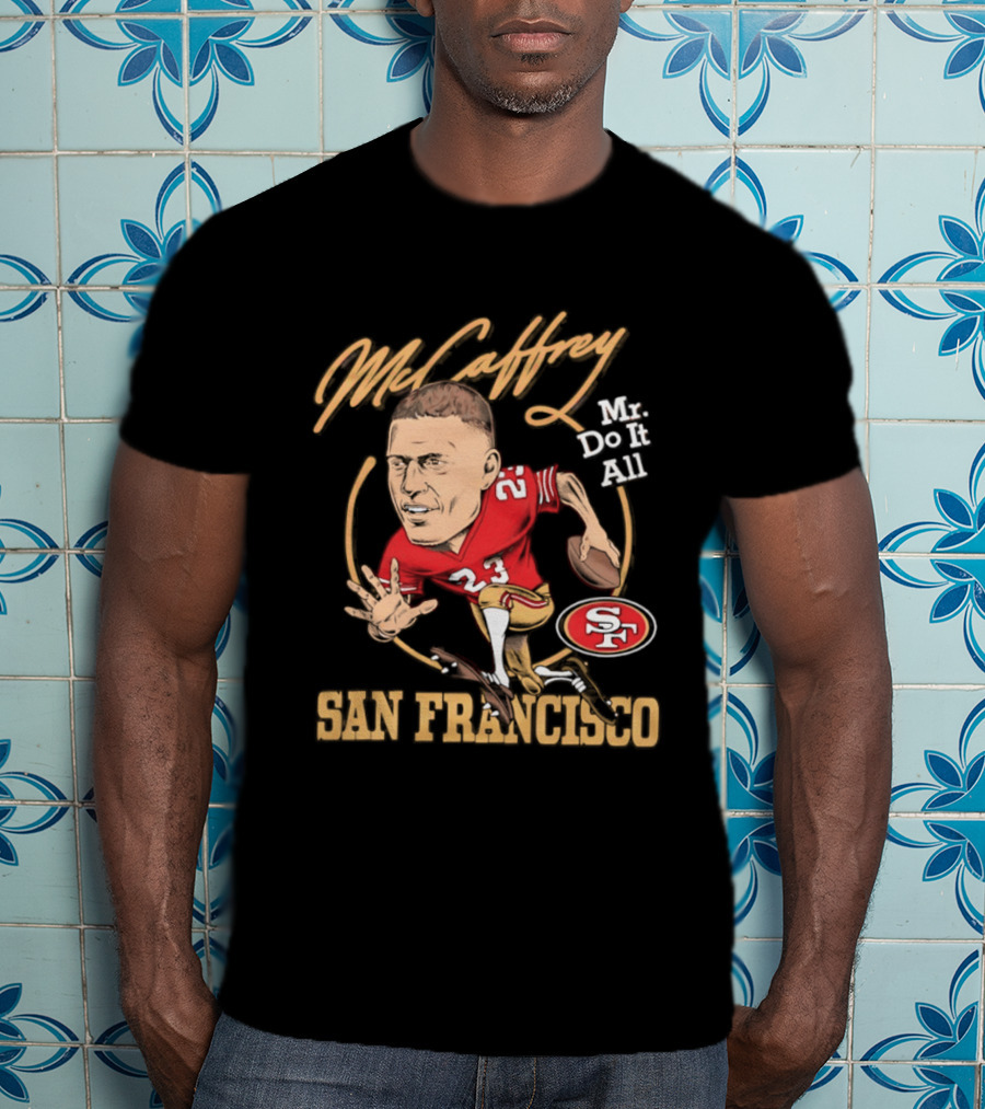 Christian McCaffrey 23 Mr Do It All San Francisco Football Caricature T-Shirt