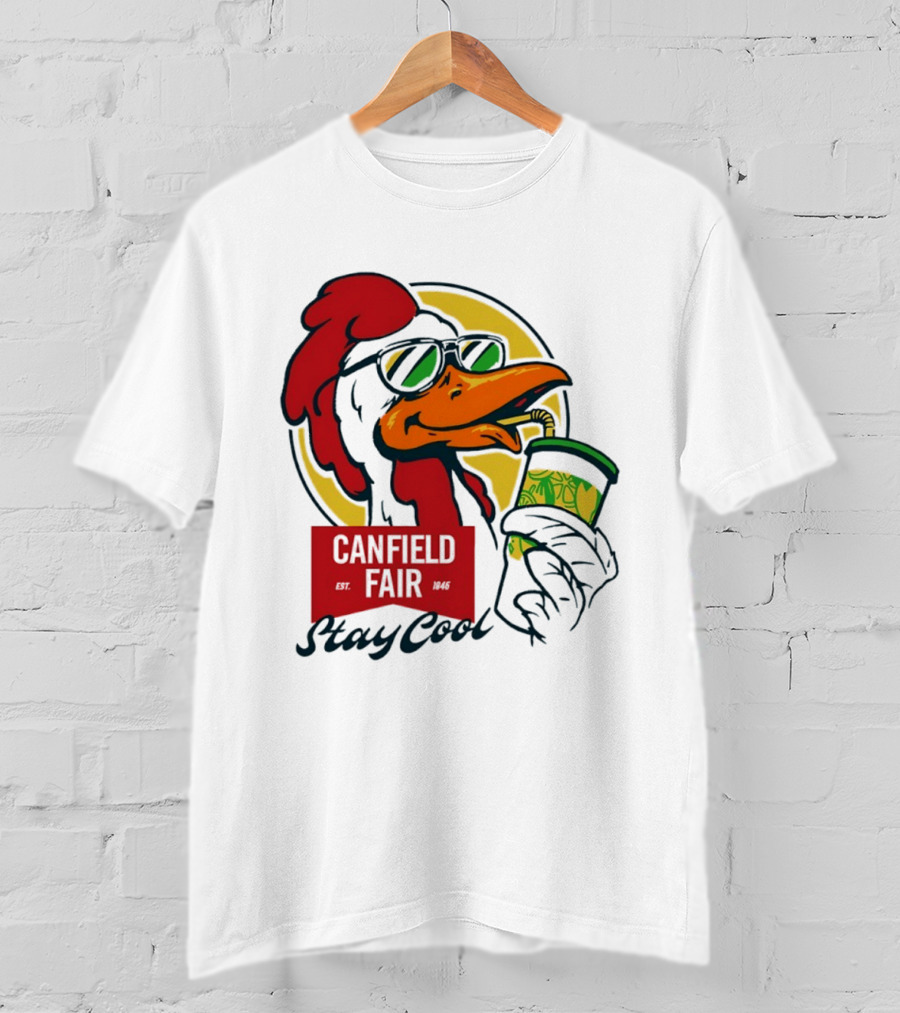 Canfield Fair Stay Cool Rooster Drinking Lemonade T-Shirt