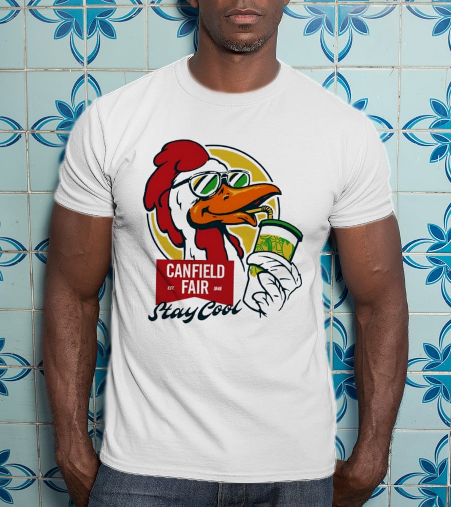 Canfield Fair Stay Cool Rooster Drinking Lemonade T-Shirt
