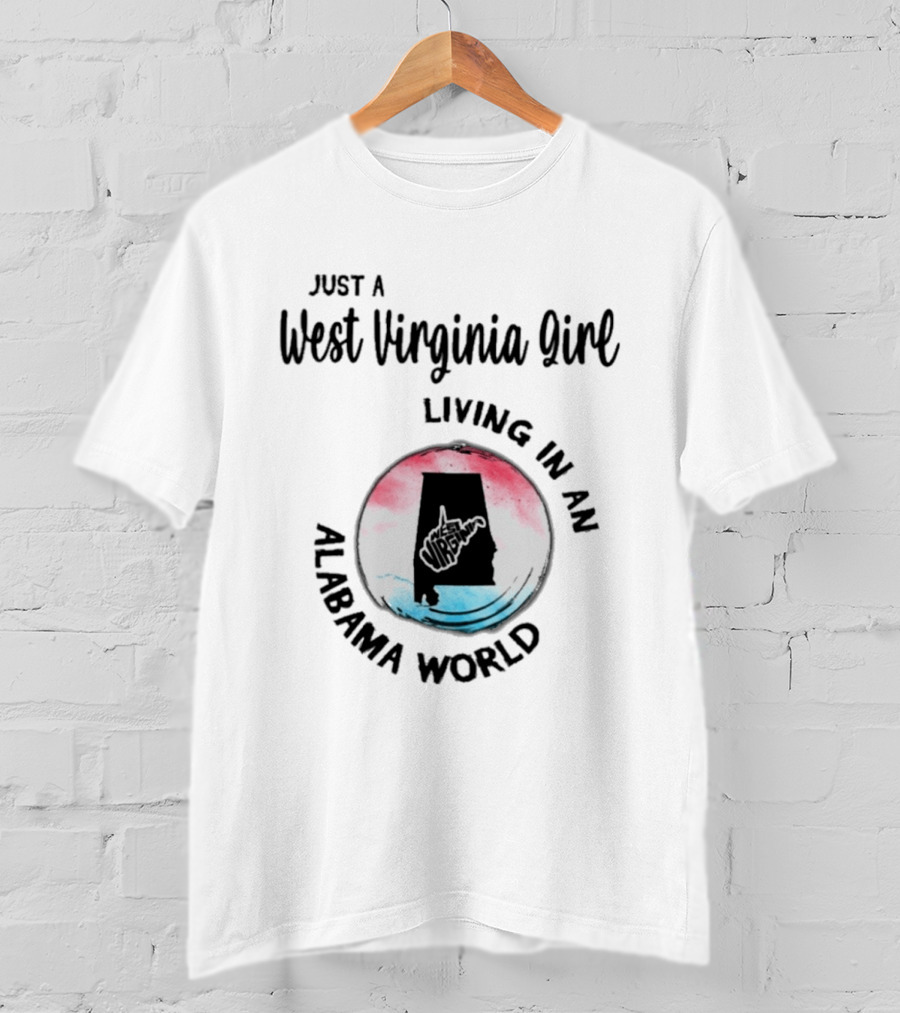 West Virginia Girl In Alabama World Map T-Shirt