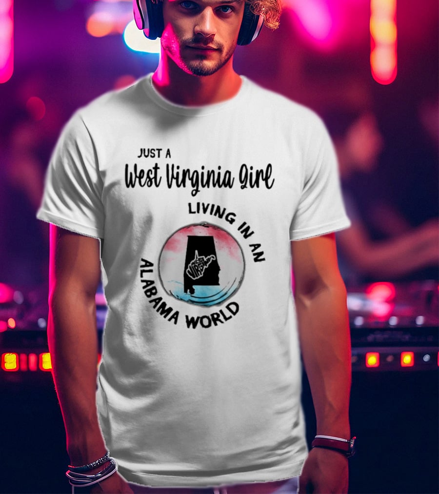 West Virginia Girl In Alabama World Map T-Shirt