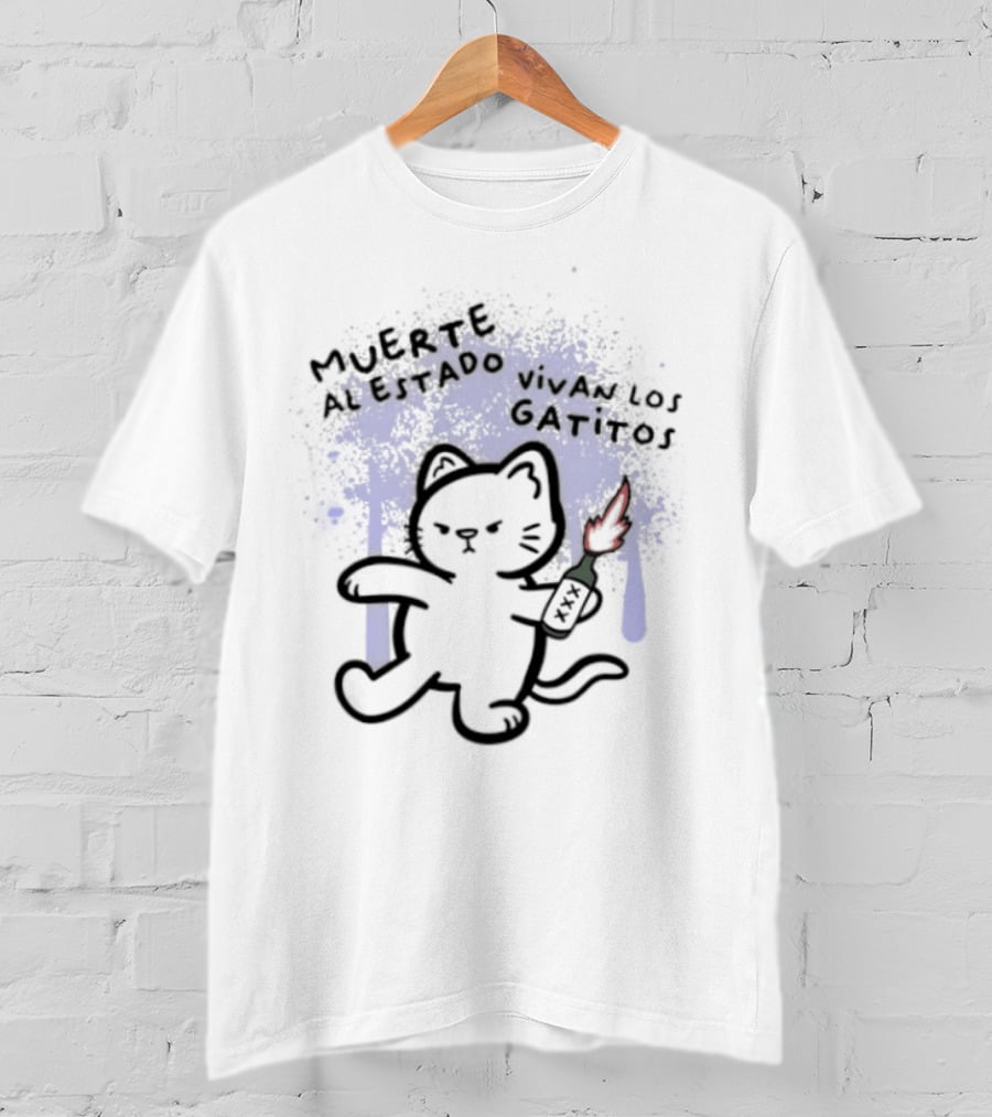 Muerte Al Estado Vivan Los Gatitos Anarchist Cat Molotov T-Shirt