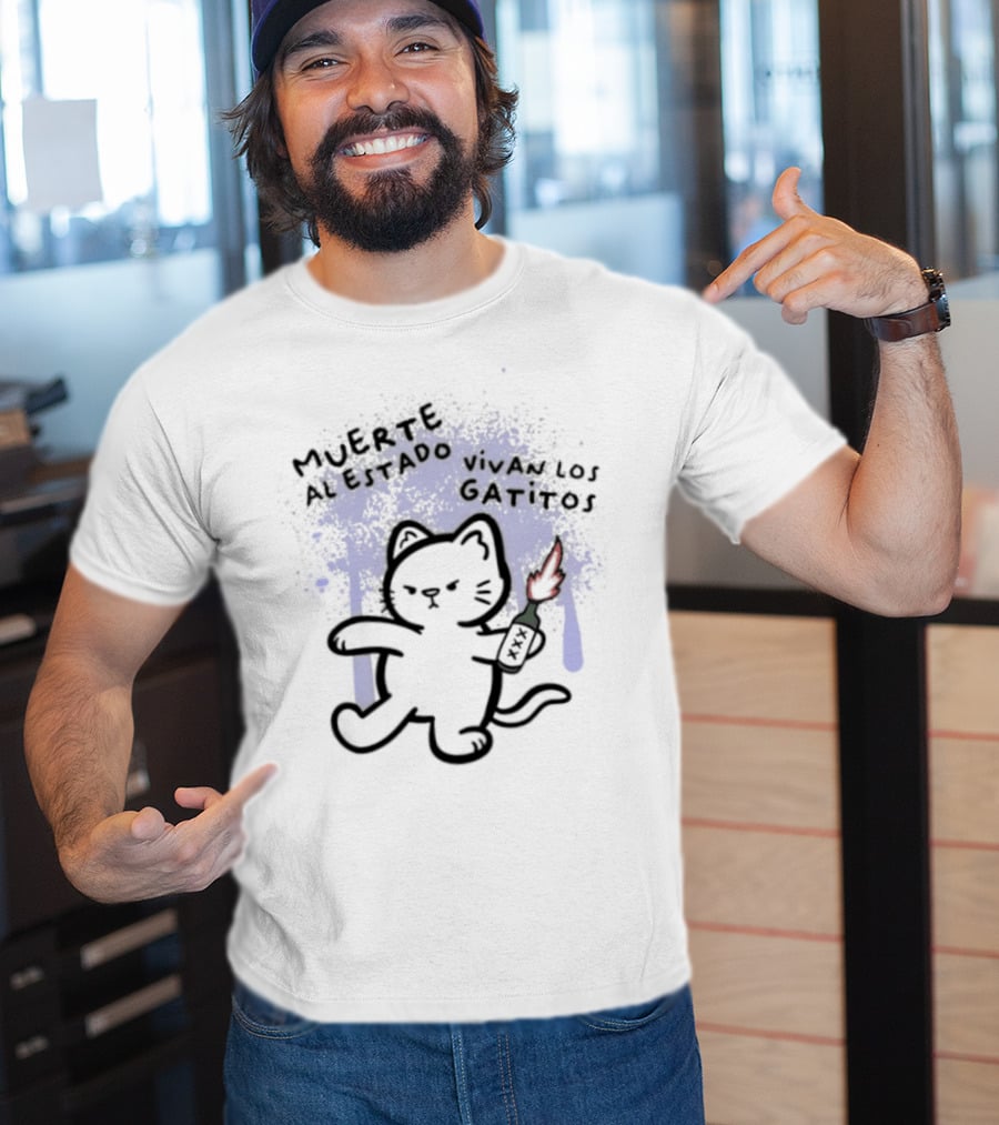 Muerte Al Estado Vivan Los Gatitos Anarchist Cat Molotov T-Shirt