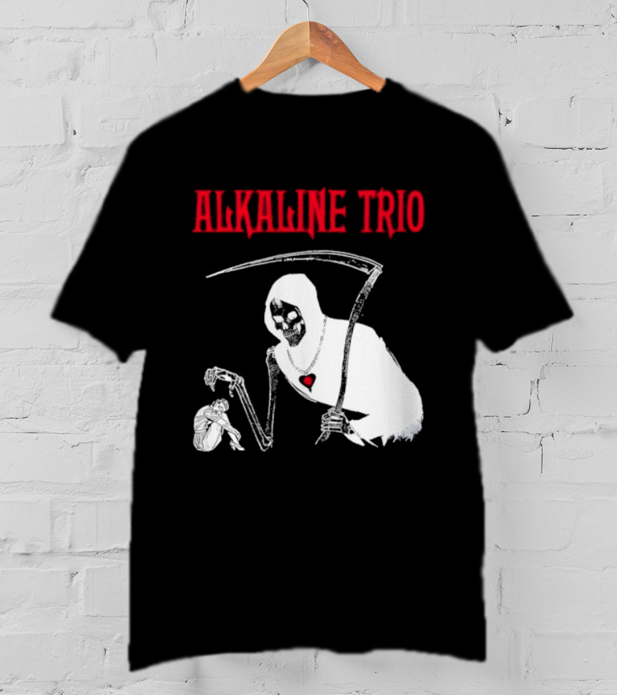 Alkaline Trio Grim Reaper Scythe Heart Skeleton T-Shirt