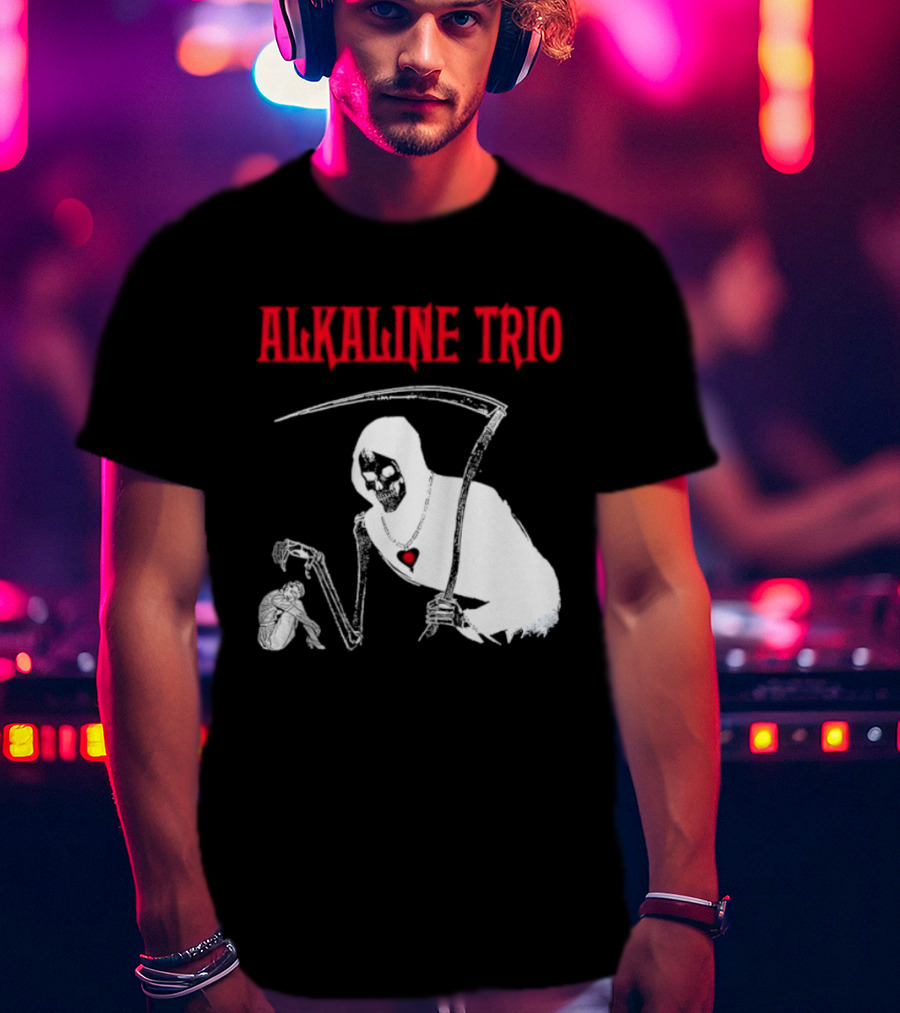 Alkaline Trio Grim Reaper Scythe Heart Skeleton T-Shirt