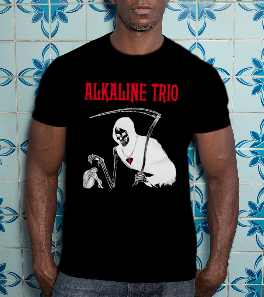 Alkaline Trio Grim Reaper Scythe Heart Skeleton T-Shirt