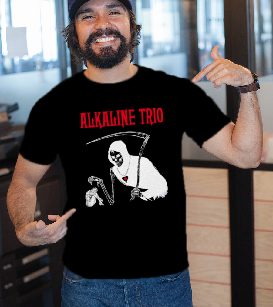 Alkaline Trio Grim Reaper Scythe Heart Skeleton T-Shirt