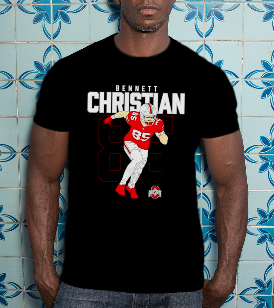 Bennett Christian 85 Ohio State Buckeyes Football Player Caricature T-Shirt