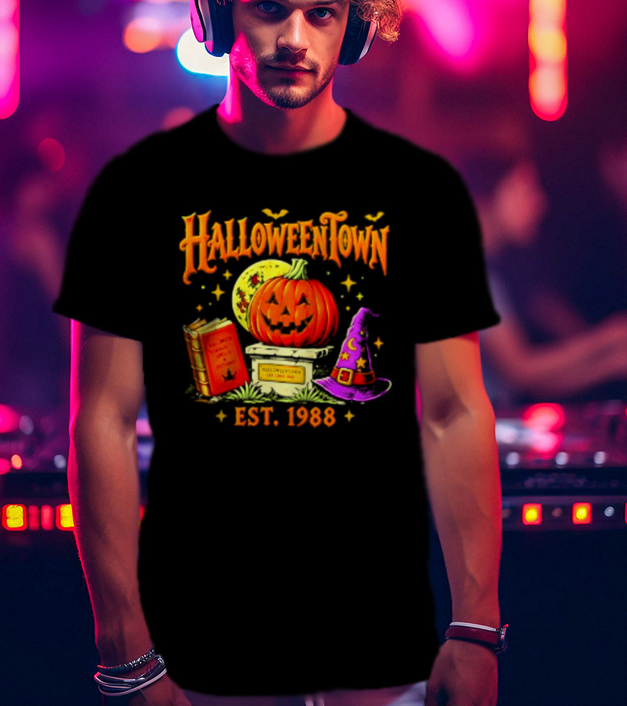 Halloweentown Est 1988 Magic Spells And Potions Pumpkin Witch Hat Book T-Shirt