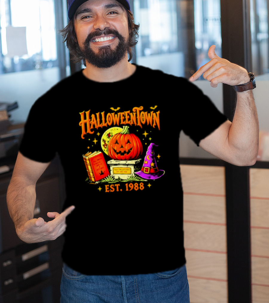 Halloweentown Est 1988 Magic Spells And Potions Pumpkin Witch Hat Book T-Shirt