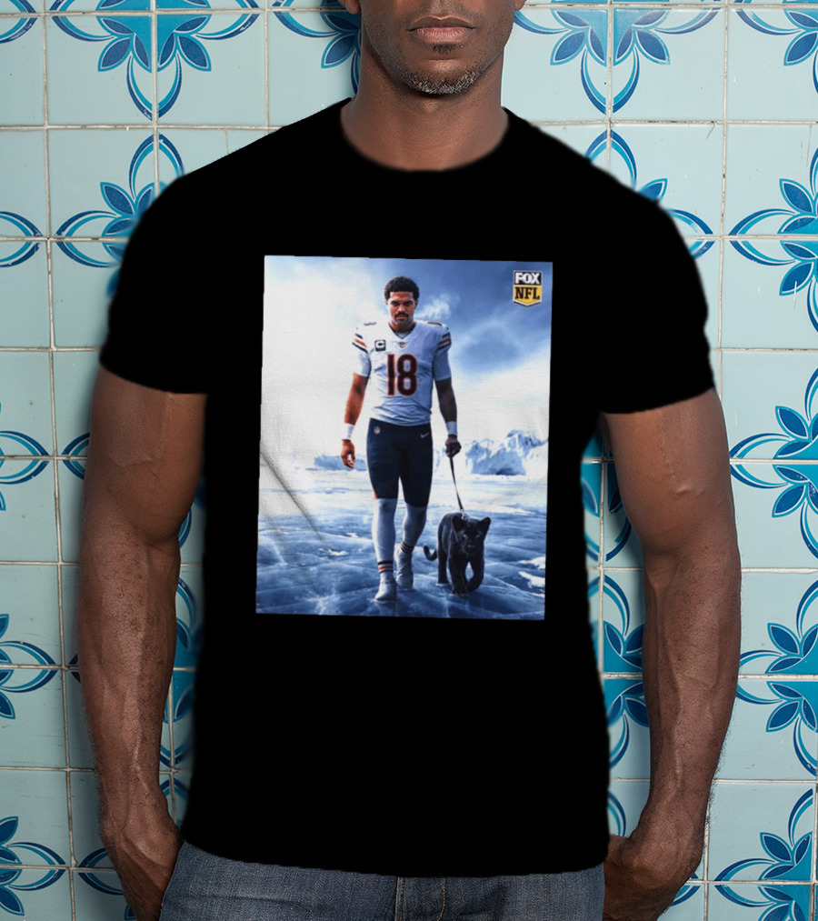 Chicago Bears Caleb Williams Black Panther NFL Ice Walk T-Shirt