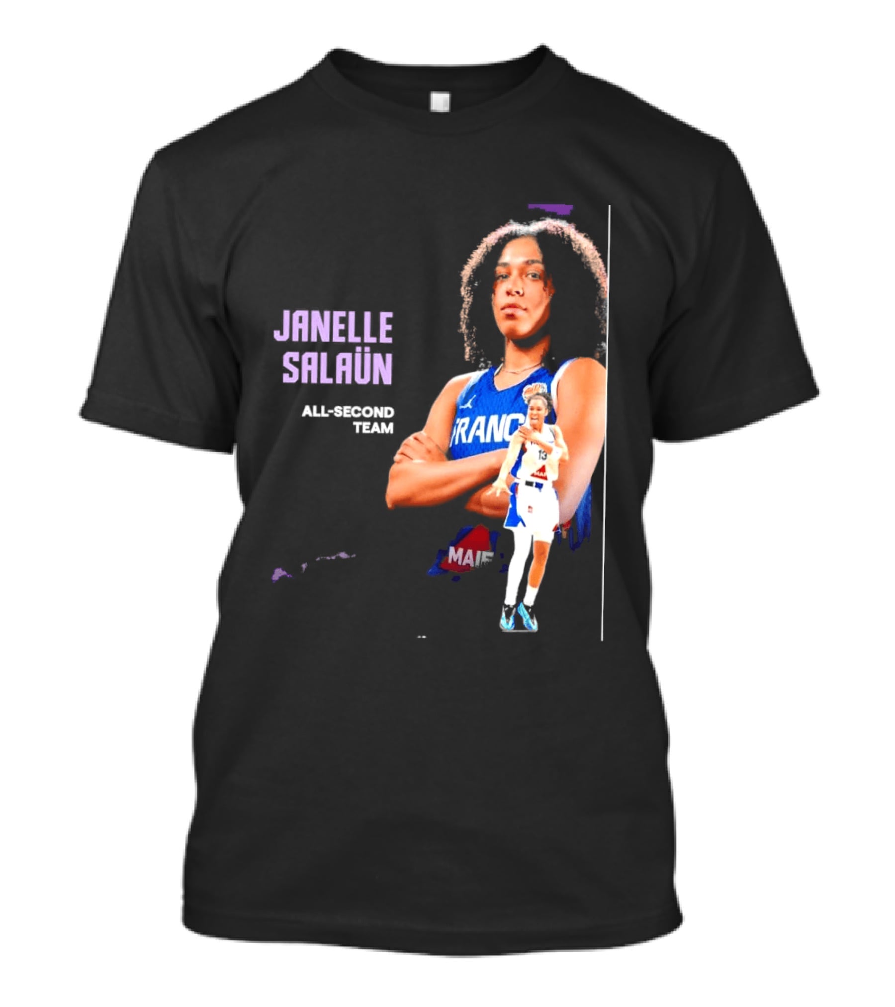 Janelle Salaun France Basketball All Second Team Player T-Shirt