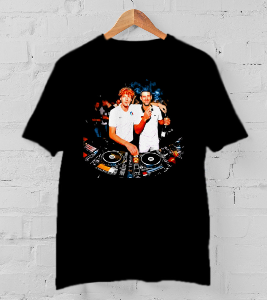 Jannik Sinner Novak Djokovic DJ Party Smoking And Beer 2026 T-Shirt