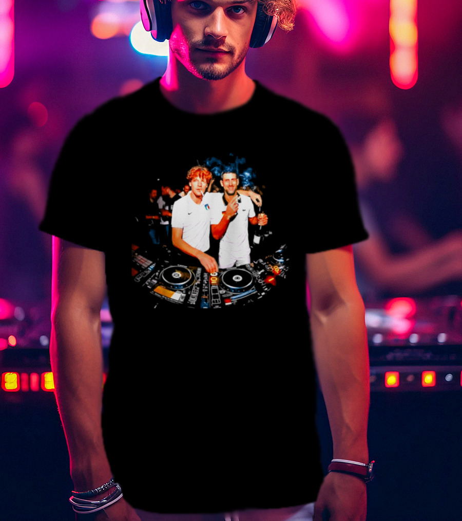 Jannik Sinner Novak Djokovic DJ Party Smoking And Beer 2026 T-Shirt