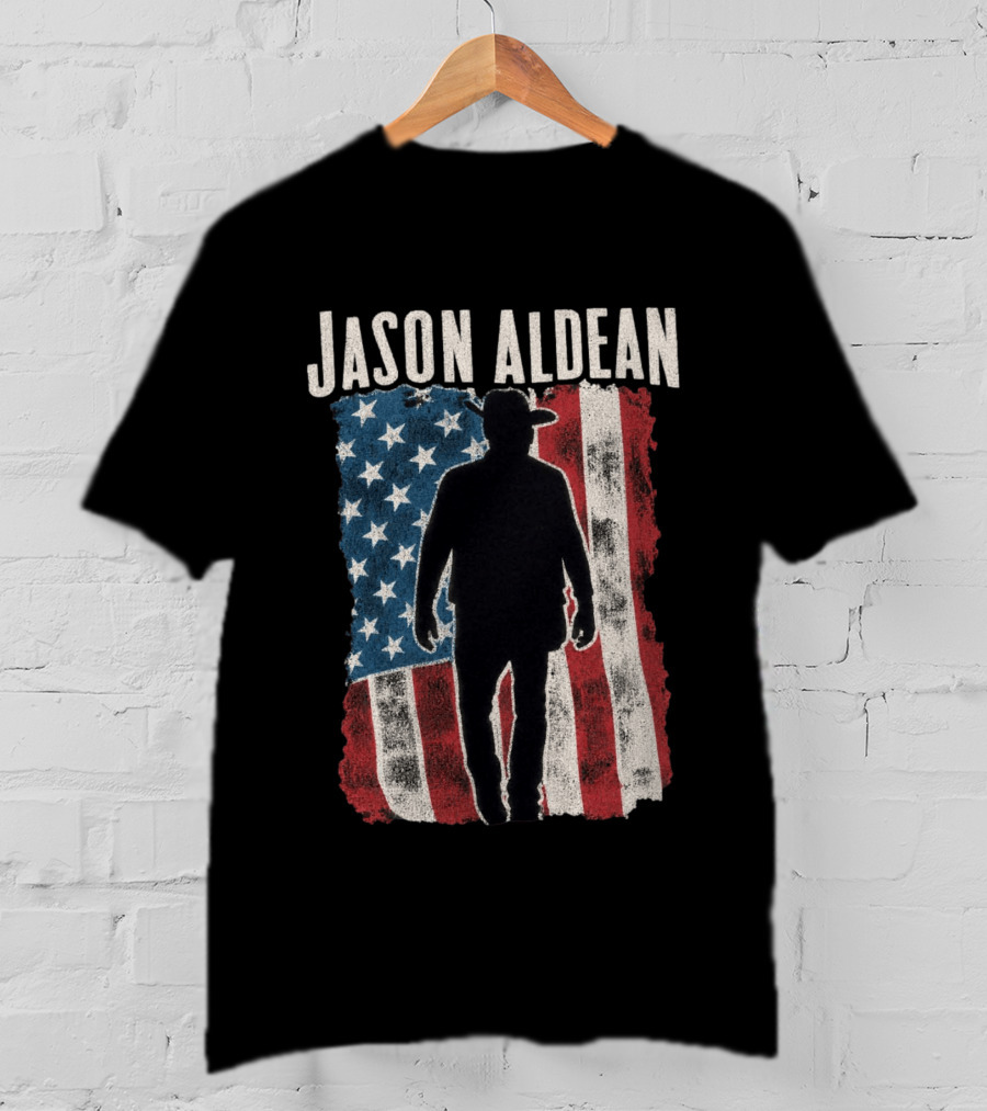 Jason Aldean Tour 2026 American Flag Cowboy T-Shirt