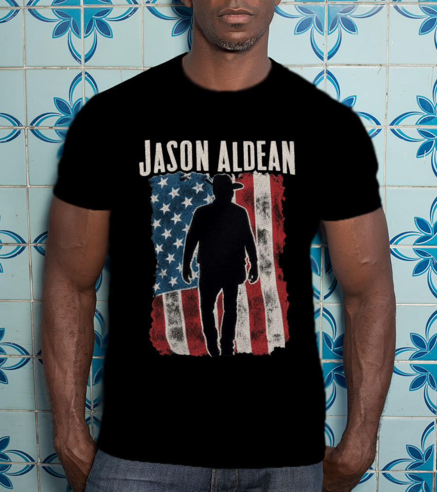 Jason Aldean Tour 2026 American Flag Cowboy T-Shirt