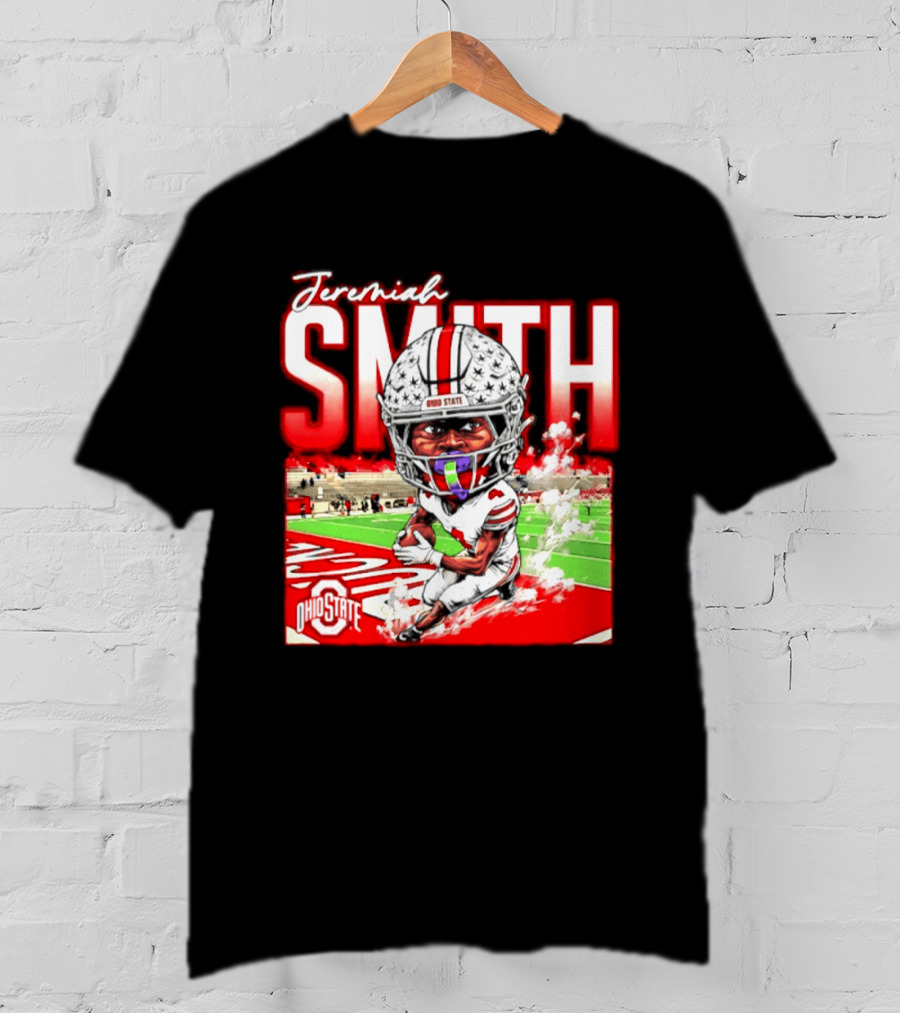 Jeremiah Smith Ohio State Buckeyes NCAA Player Running Caricature T-Shirt