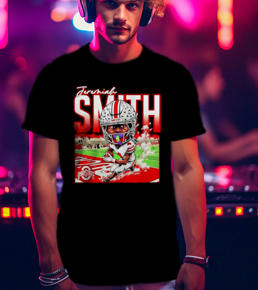 Jeremiah Smith Ohio State Buckeyes NCAA Player Running Caricature T-Shirt