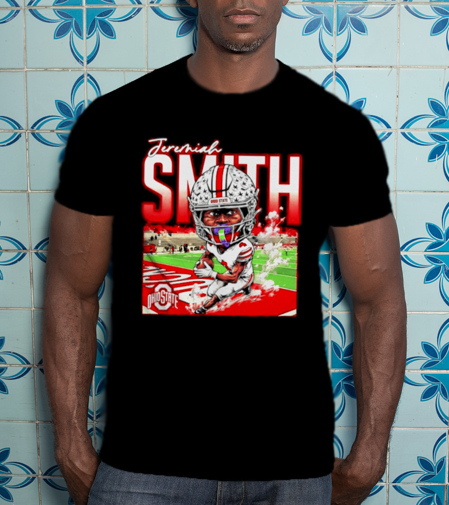 Jeremiah Smith Ohio State Buckeyes NCAA Player Running Caricature T-Shirt