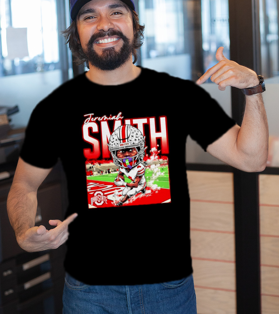 Jeremiah Smith Ohio State Buckeyes NCAA Player Running Caricature T-Shirt