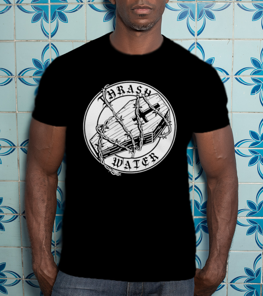Thrash Water Coffin Barbed Wire Hardcore Punk Circle T-Shirt