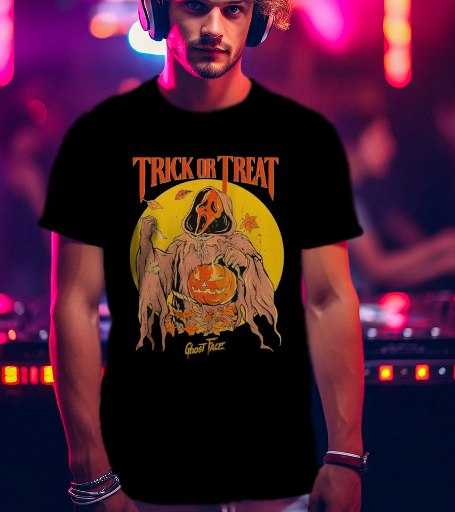 Trick Or Treat Ghost Face Pumpkin Cavity Colors Halloween T-Shirt