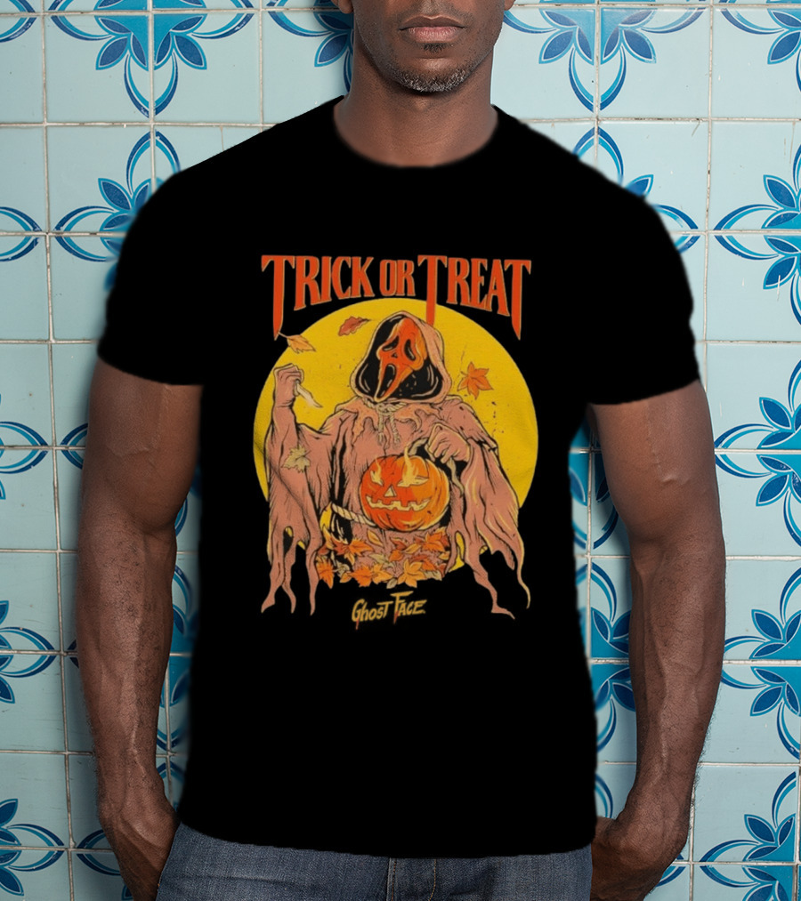 Trick Or Treat Ghost Face Pumpkin Cavity Colors Halloween T-Shirt